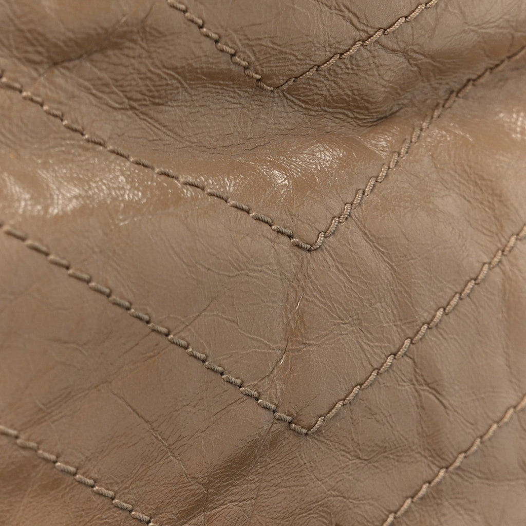 Crinkled Calfskin Matelasse Monogram Medium Niki Chain Satchel Light Taupe