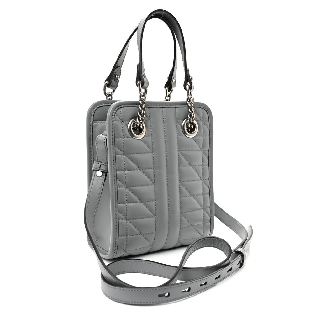 Calfskin Matelasse Chevron Mini GG Marmont Tote Grey