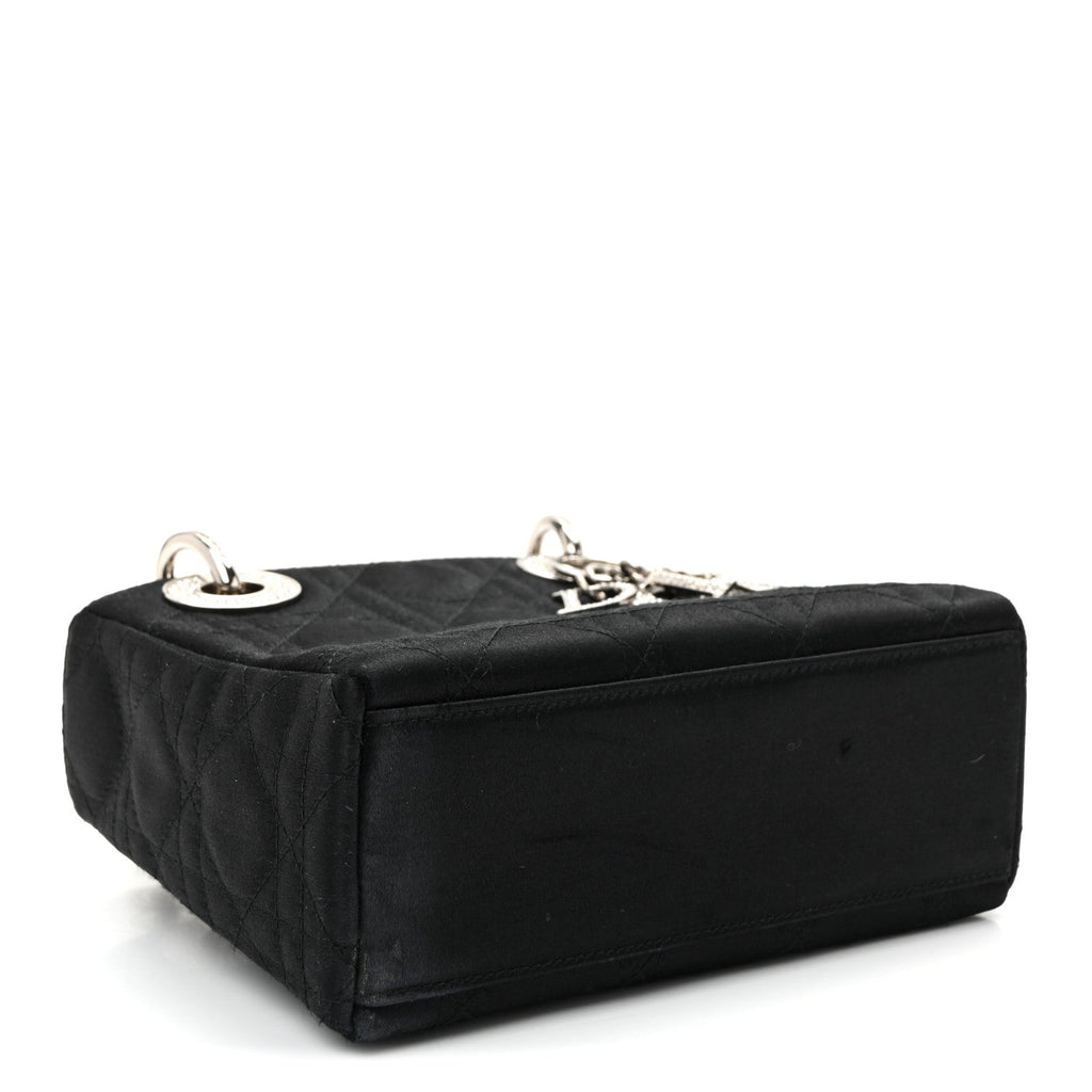 Satin Swarovski Crystal Acrylic PVC Cannage Mini Lady Dior Black