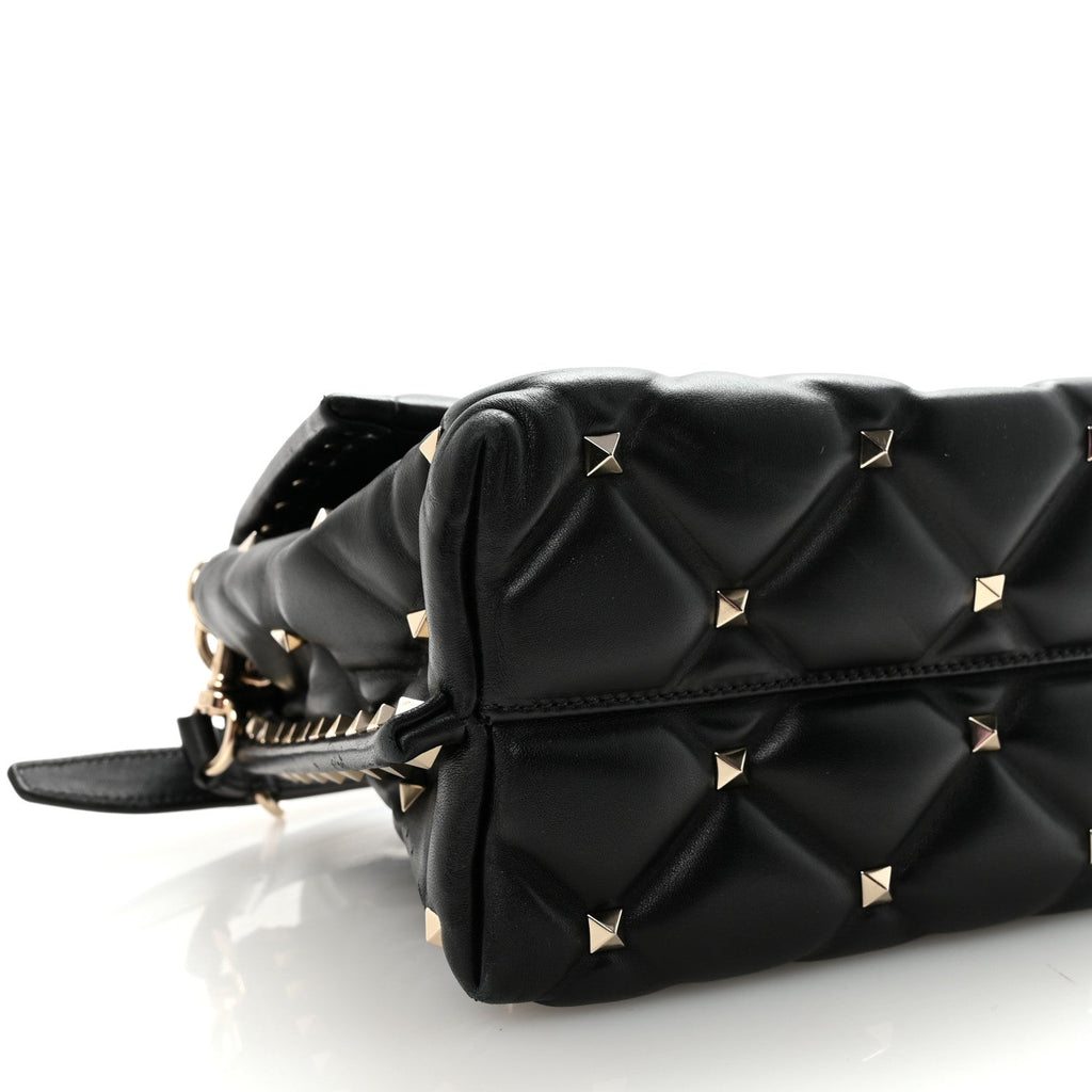 Lambskin VLTN Print Candystud Top Handle Bag Black