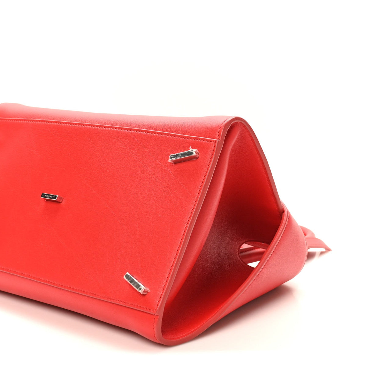 Natural Grain Calfskin Medium Hug Bag Flame Red