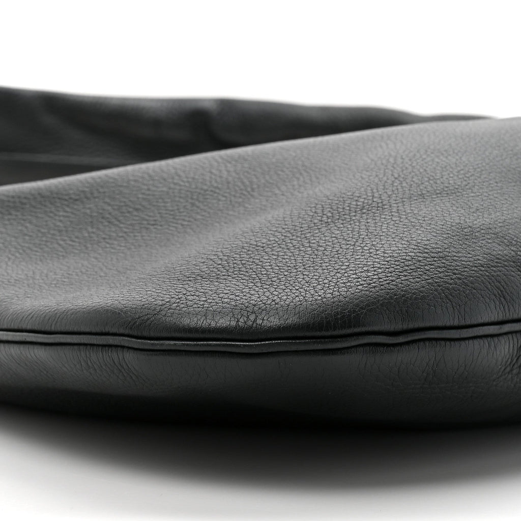 Grained Calfskin Medium Everyday Shoulder Bag Bottle Green