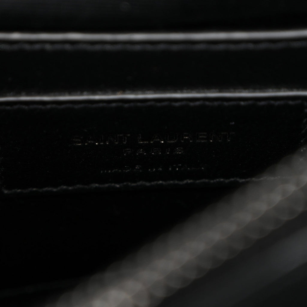 Sheepskin Matelasse Chevron Monogram Monochrome Medium College Bag Black