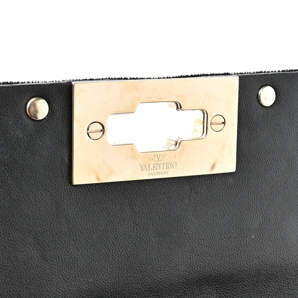 Velvet Small Rockstud Spike Shoulder Bag Black
