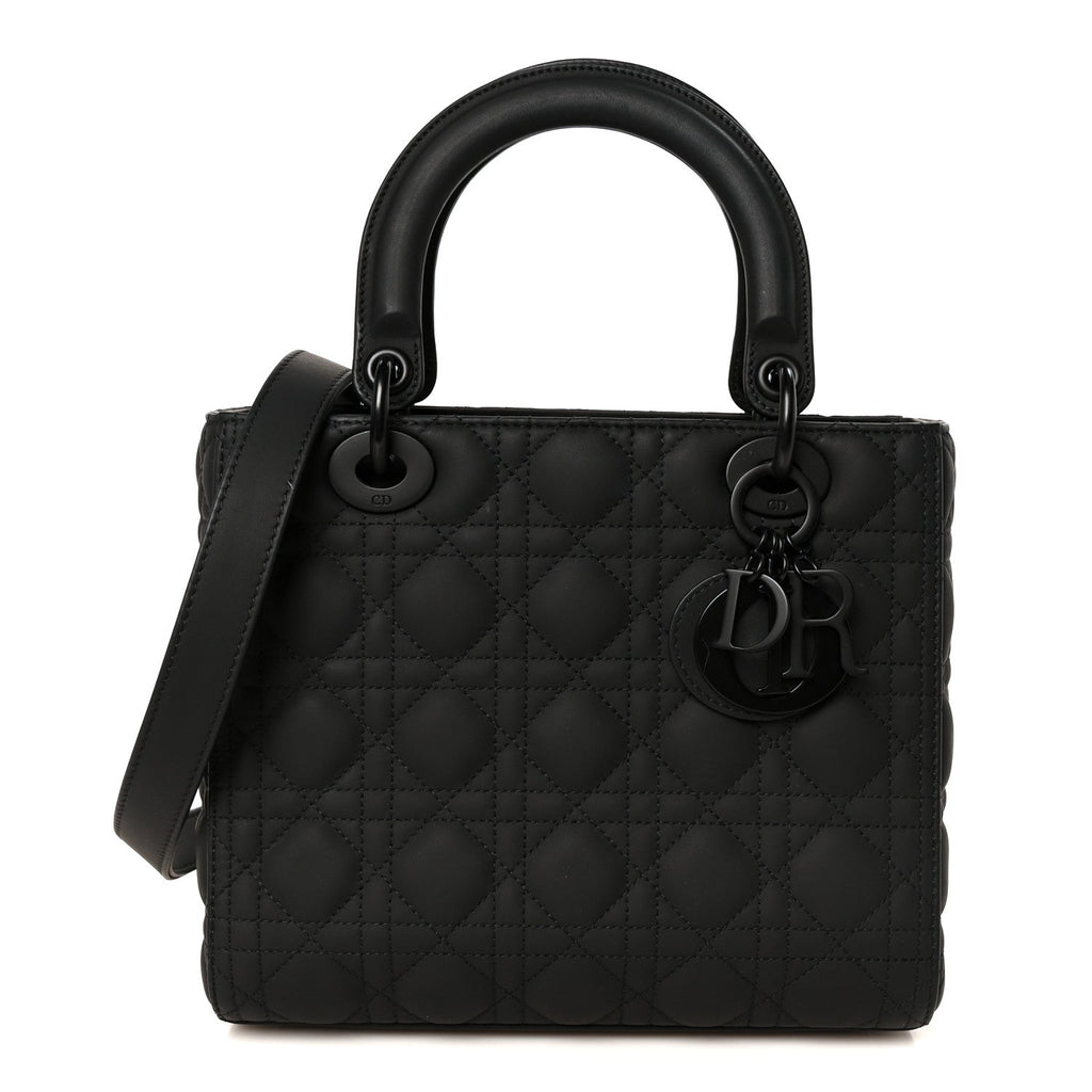 Ultra Matte Calfskin Cannage Medium Lady Dior Black
