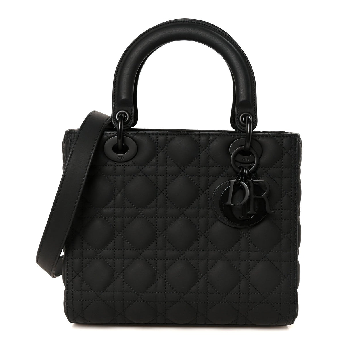 Ultra Matte Calfskin Cannage Medium Lady Dior Black