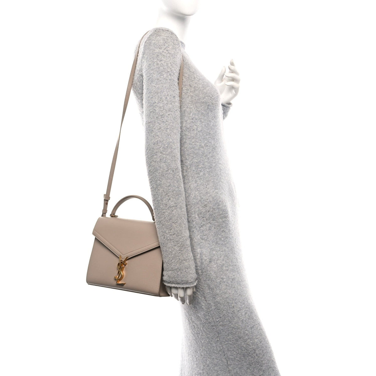 Grain de Poudre Medium Classic Monogram Cassandra Top Handle Dark Beige