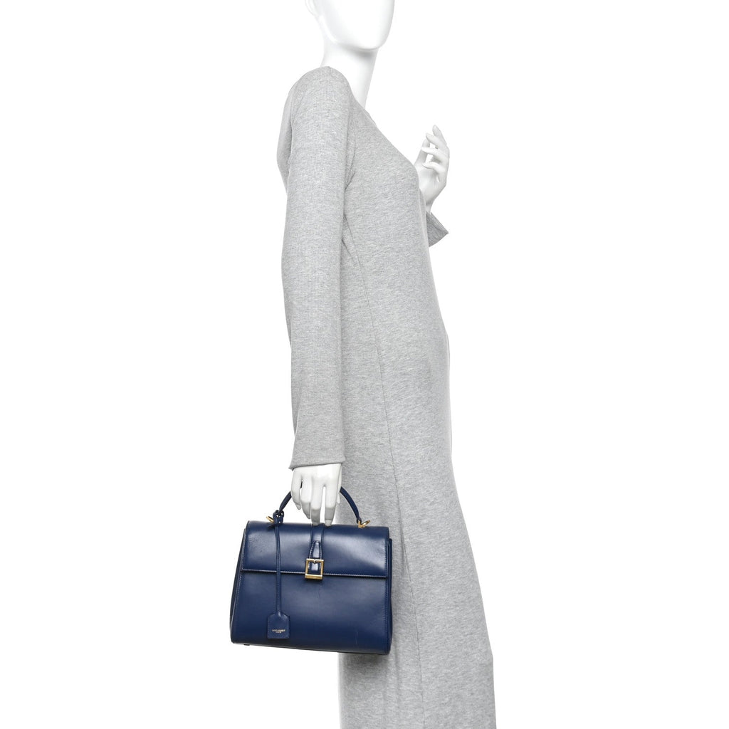 Calfskin Le Fermoir Top Handle Bag Blue