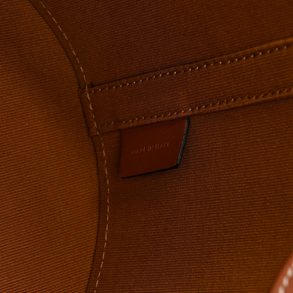 Calfskin Triomphe Canvas Medium Tambour Bag Tan