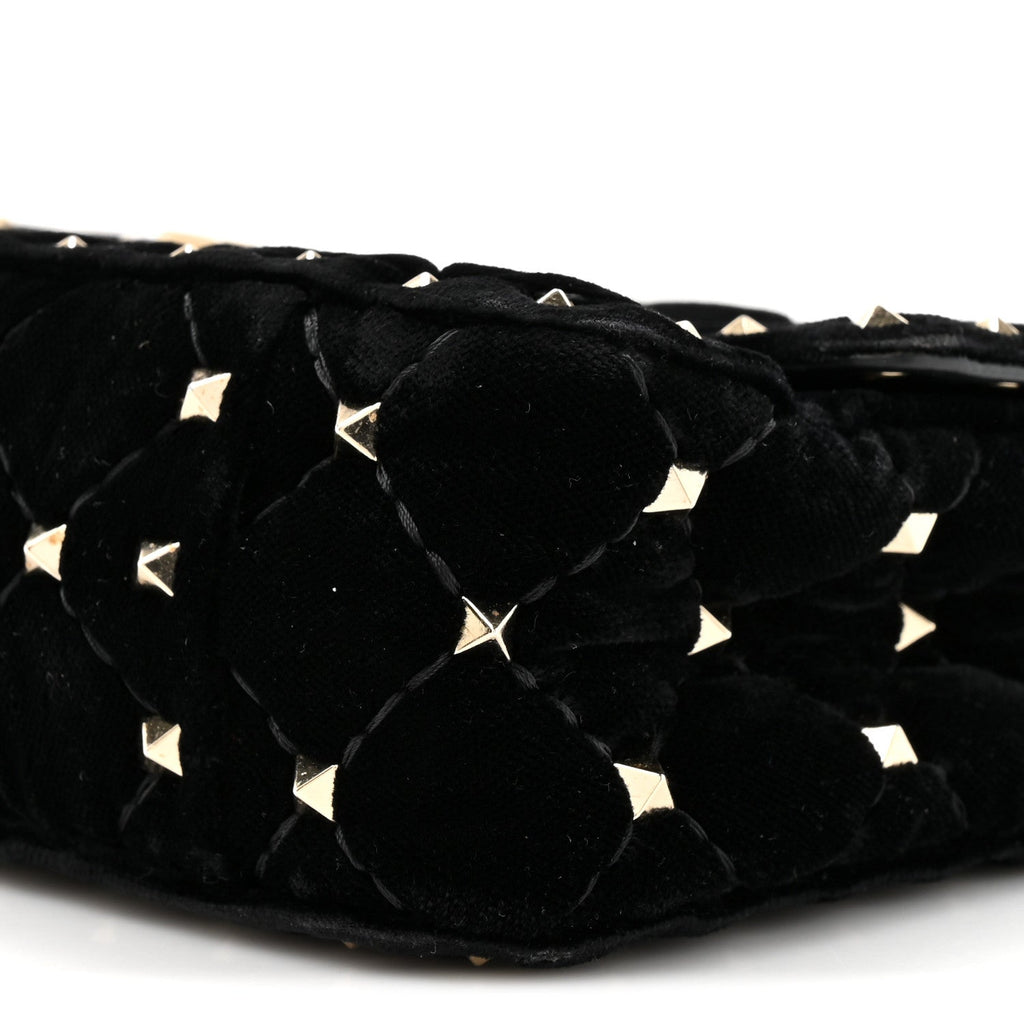 Velvet Small Rockstud Spike Shoulder Bag Black