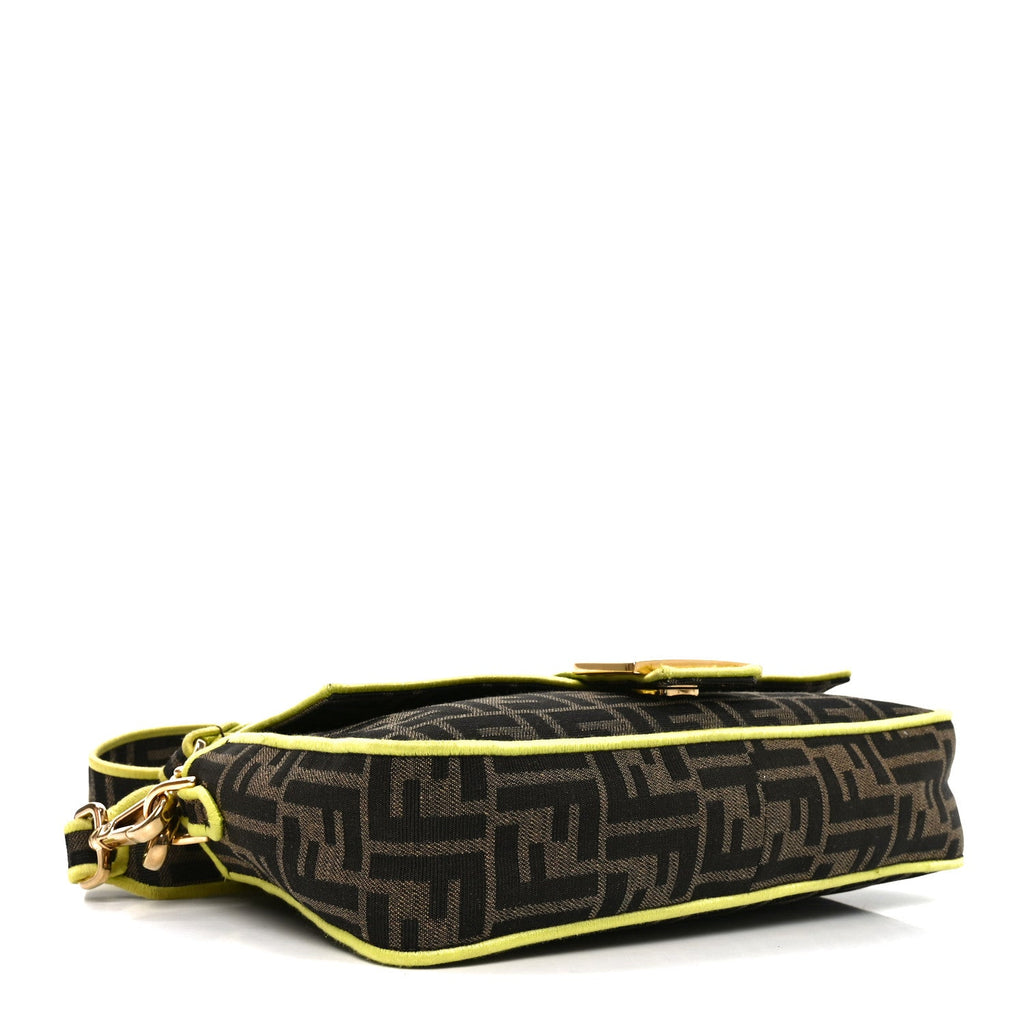 Fabric Jacquard FF 1974 Large Baguette Tobacco Moro Giallo Fluo