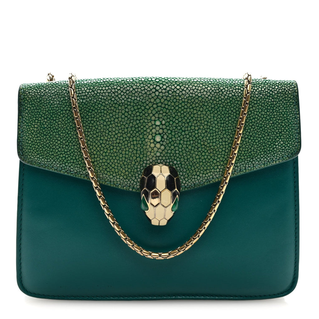 Galuchat Calfskin Serpenti Forever Crossbody Bag Green