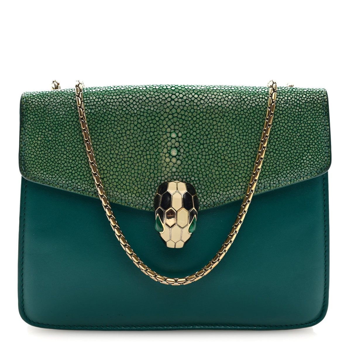 Galuchat Calfskin Serpenti Forever Crossbody Bag Green