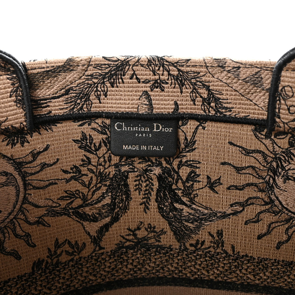 Canvas Embroidered Large Toile de Jouy Soleil Book Tote Beige