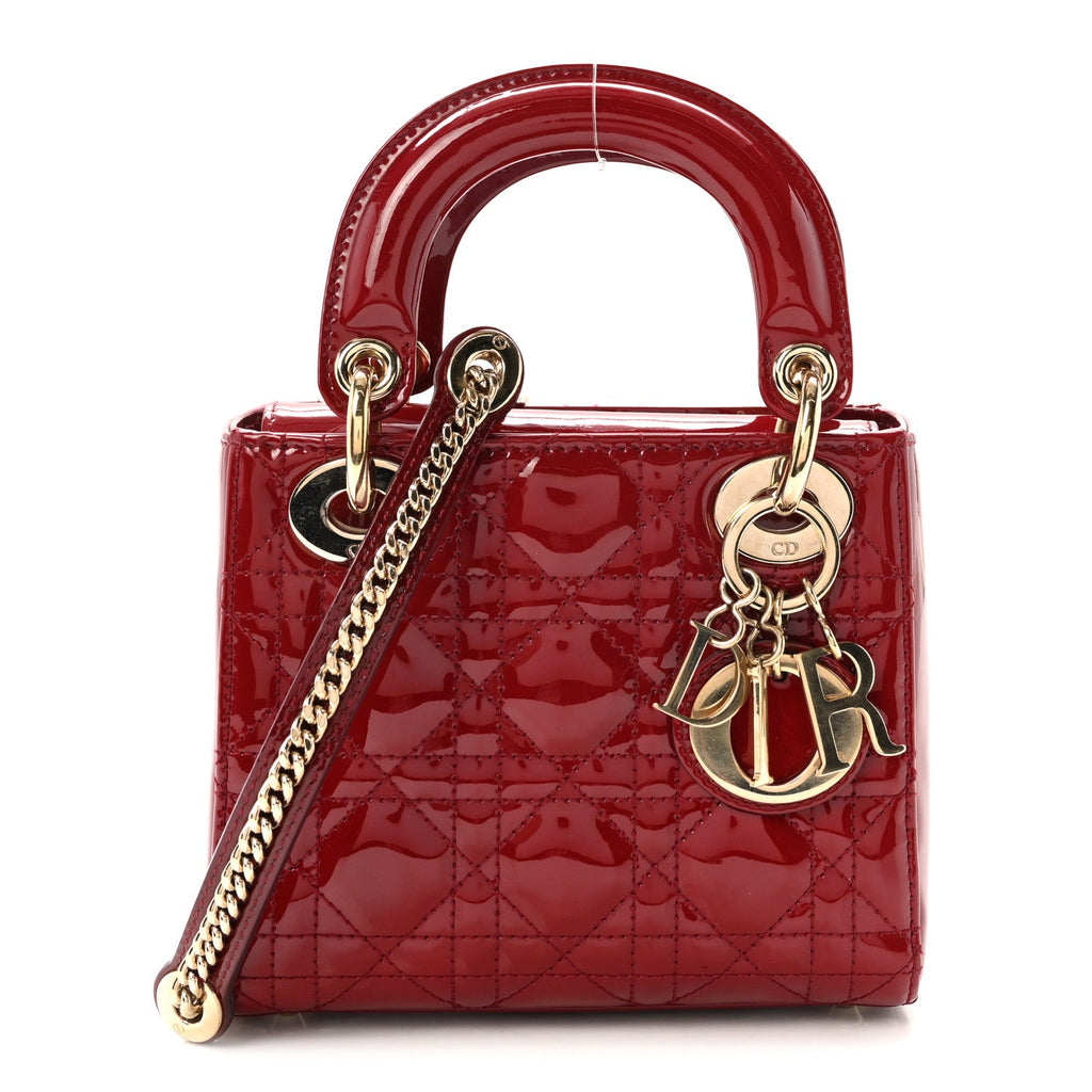 Patent Cannage Mini Lady Dior Red