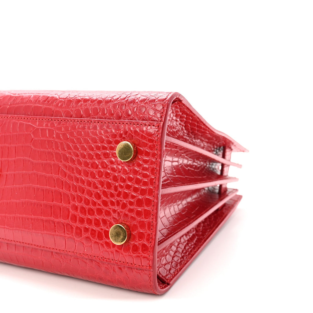Calfskin Crocodile Embossed Baby Sac de Jour Eros Red