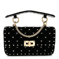 Velvet Small Rockstud Spike Shoulder Bag Black