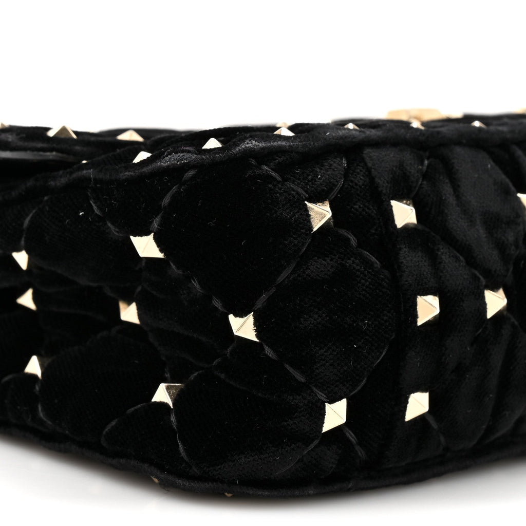 Velvet Small Rockstud Spike Shoulder Bag Black