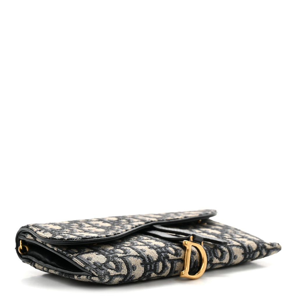 Oblique Saddle Chain Long Wallet Blue