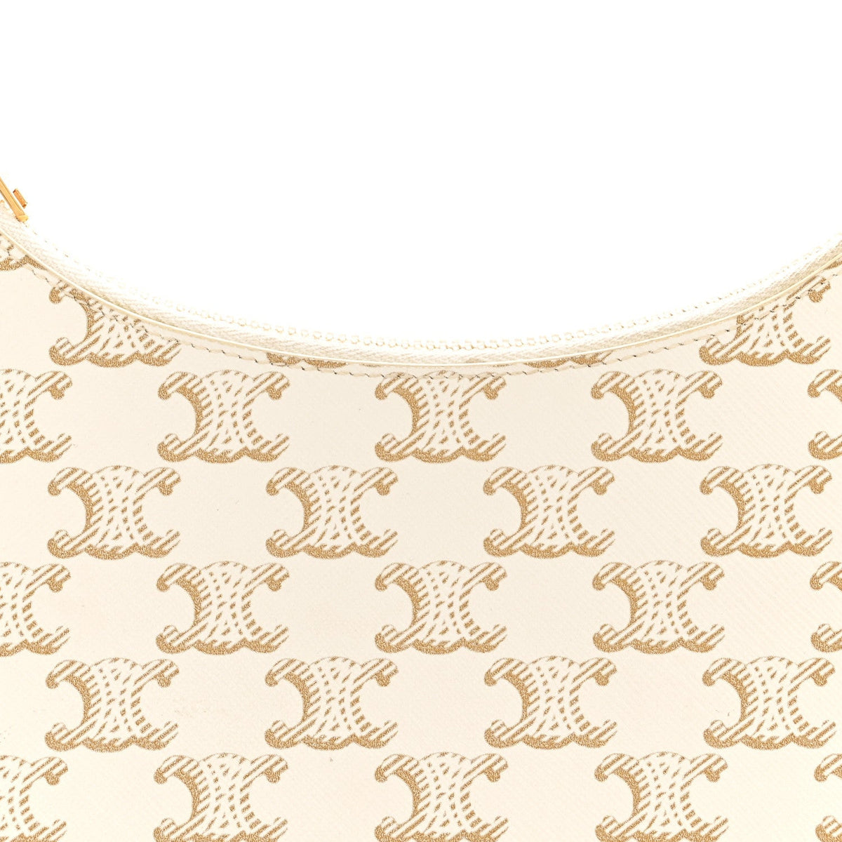 Canvas Calfskin Ava Triomphe Shoulder Bag White