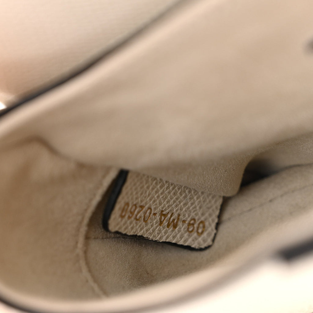 Grained Calfskin Mini Saddle Bag White