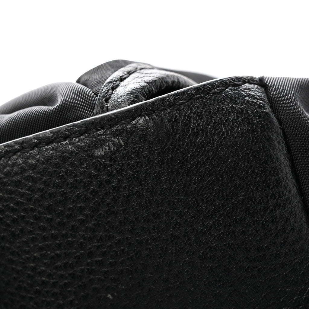 Nylon Grained Calfskin Watson Diaper Bag Black