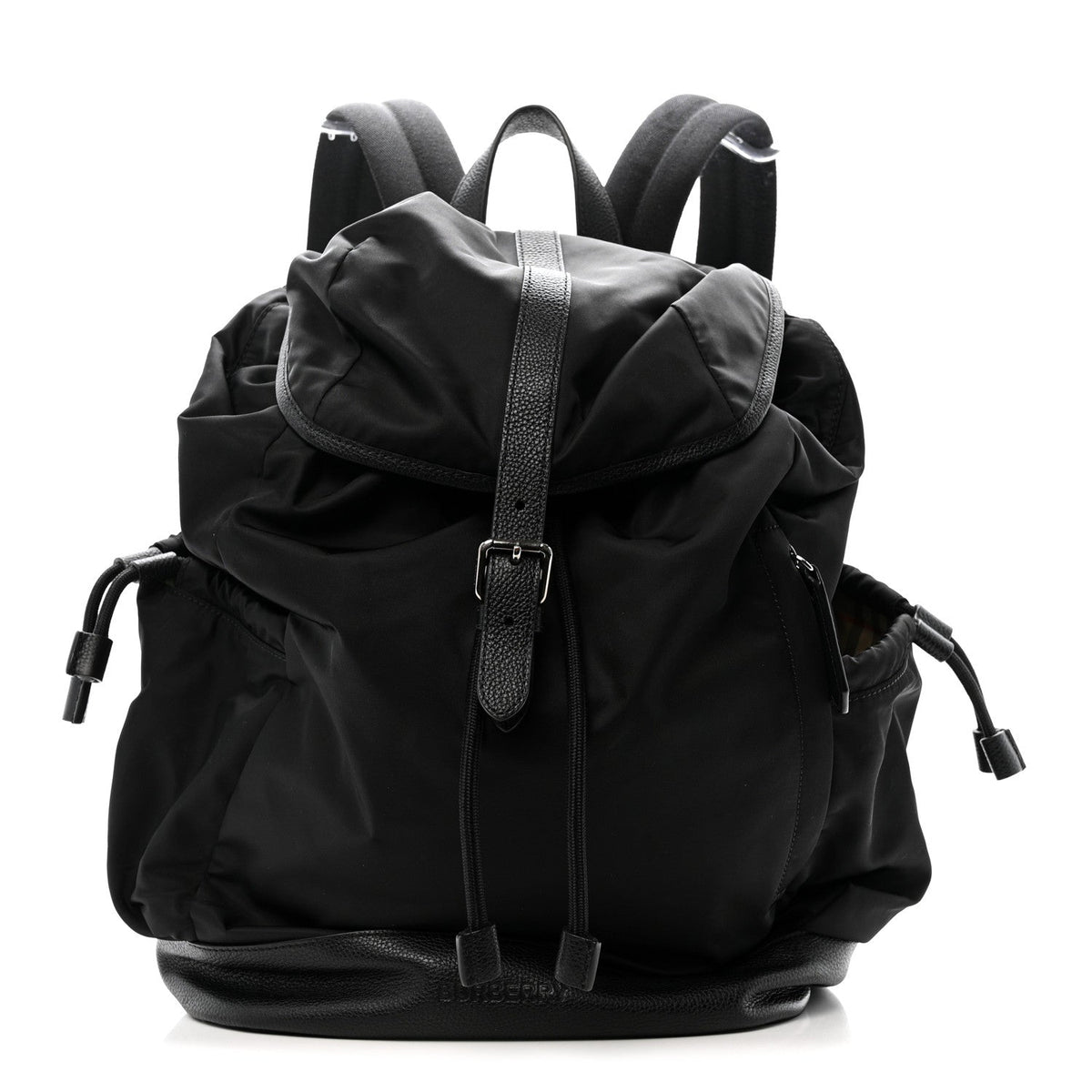 Nylon Grained Calfskin Watson Diaper Bag Black