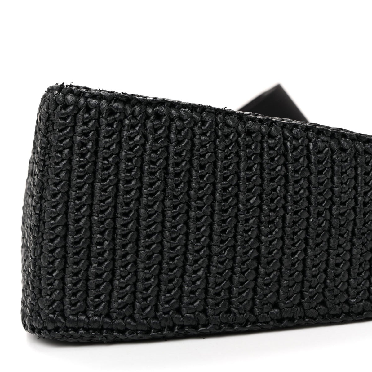 Yarn Raffia Effect Crochet Triangle Shoulder Bag Black