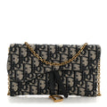Oblique Saddle Chain Long Wallet Blue