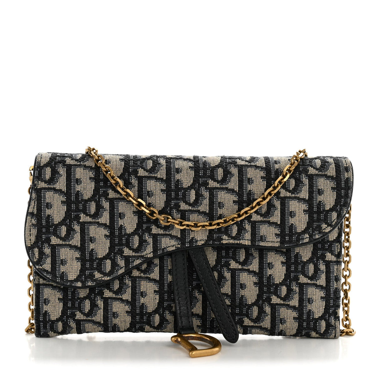 Oblique Saddle Chain Long Wallet Blue