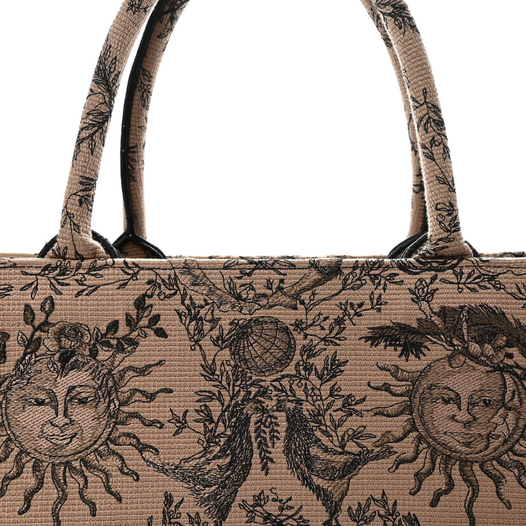 Canvas Embroidered Large Toile de Jouy Soleil Book Tote Beige
