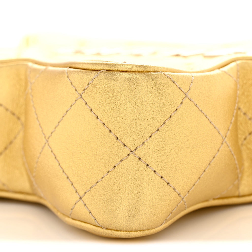 Metallic Lambskin Quilted Walk Of Fame Star Bag Gold