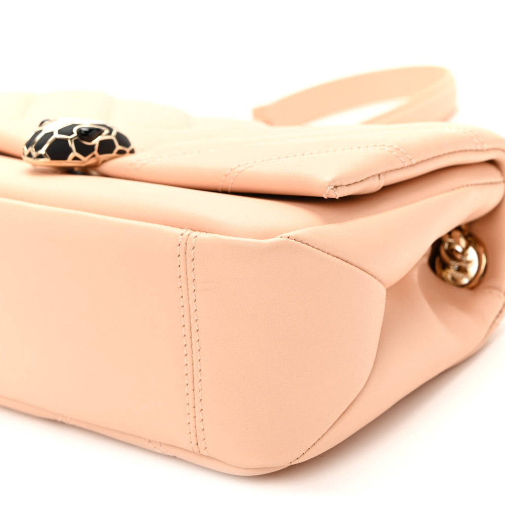 Calfskin Matelasse Small Serpenti Cabochon Shoulder Bag Peach