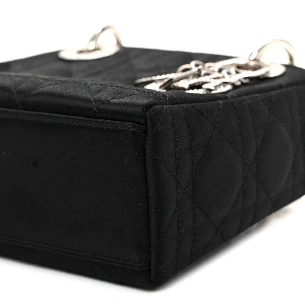 Satin Swarovski Crystal Acrylic PVC Cannage Mini Lady Dior Black
