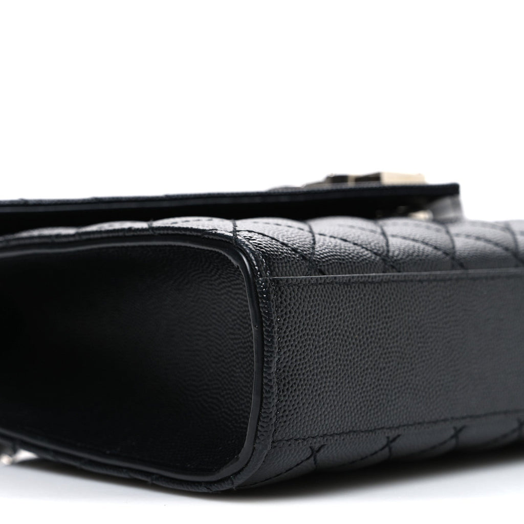 Grain De Poudre Textured Mixed Matelasse Triquilt Medium Monogram Satchel Black