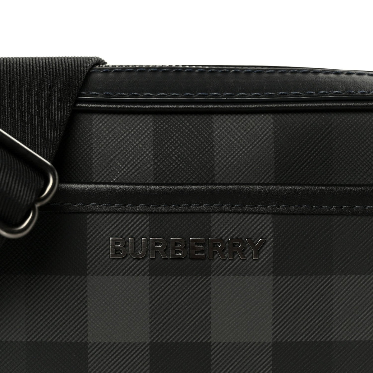 Coated Canvas Calfskin Check Muswell Bag Charcoal