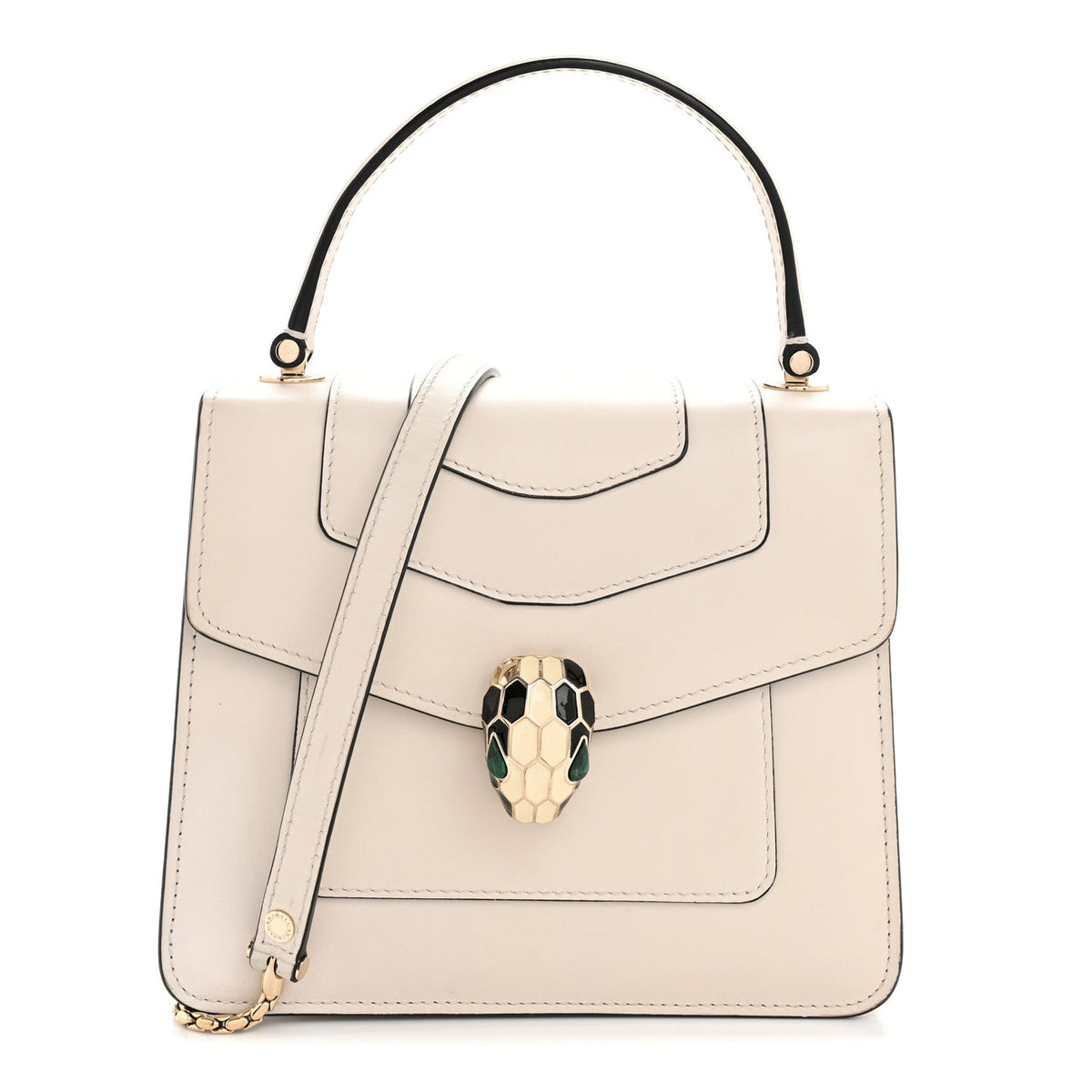 Calfskin Serpenti Forever Top Handle White