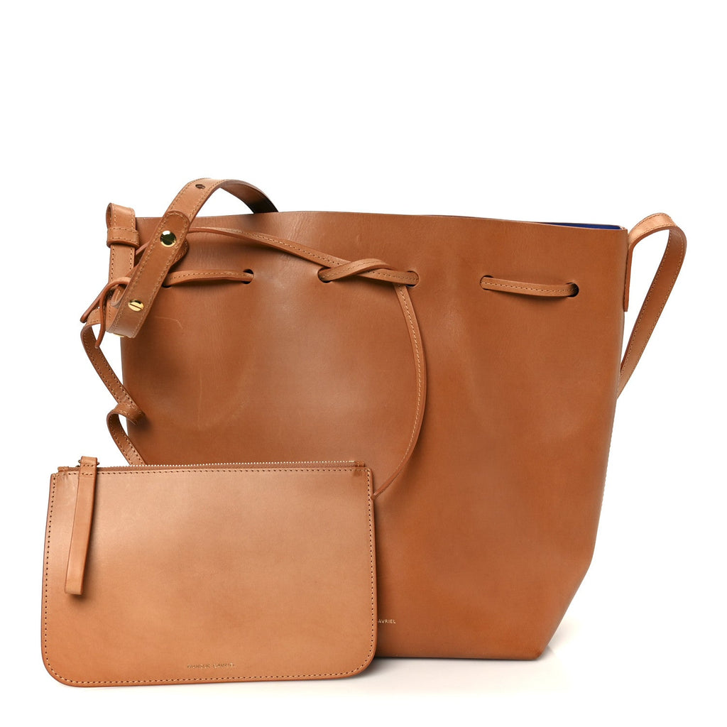 Vegetable Tanned Calfskin Bucket Bag Cammello Royal