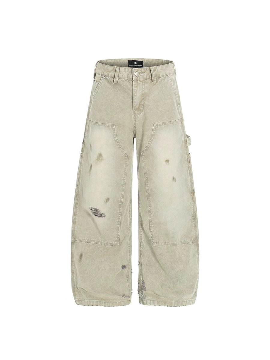 TR BRUSHHIFT American retro distressed bent jeans loose vintage casual logging pants