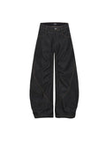 TR BRUSHHIFT American Gothic style heavy embroidery pleated original color jeans loose wide leg curved knife pants