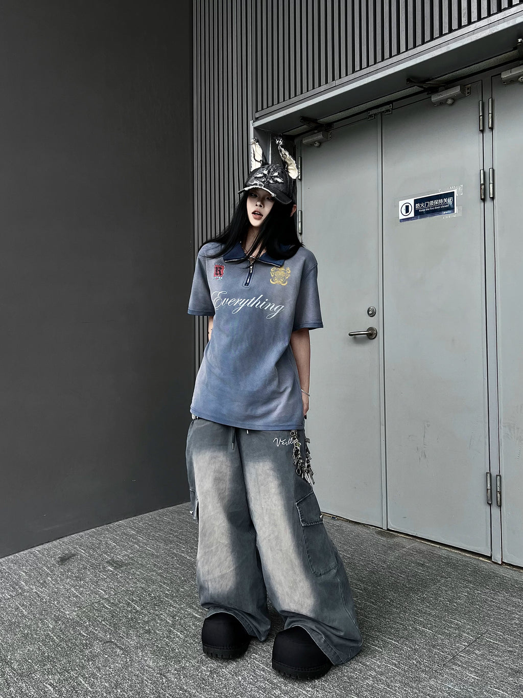 TR BRUSHHIFT American washed distressed elastic jeans for men and women, loose wide leg work pants trendy on the streets