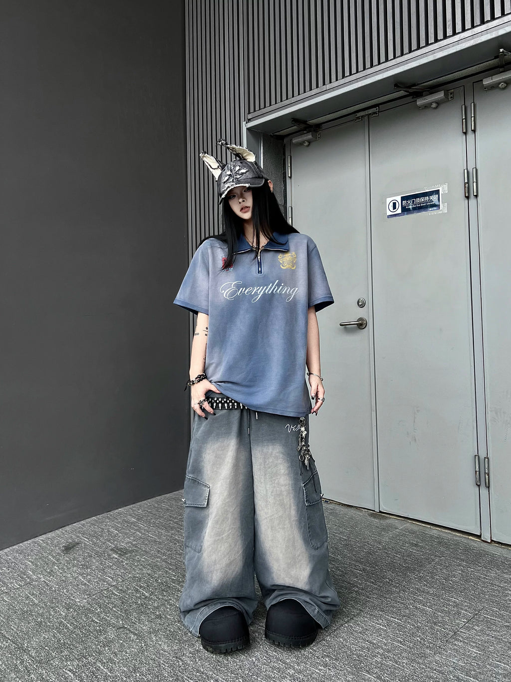 TR BRUSHHIFT American washed distressed elastic jeans for men and women, loose wide leg work pants trendy on the streets