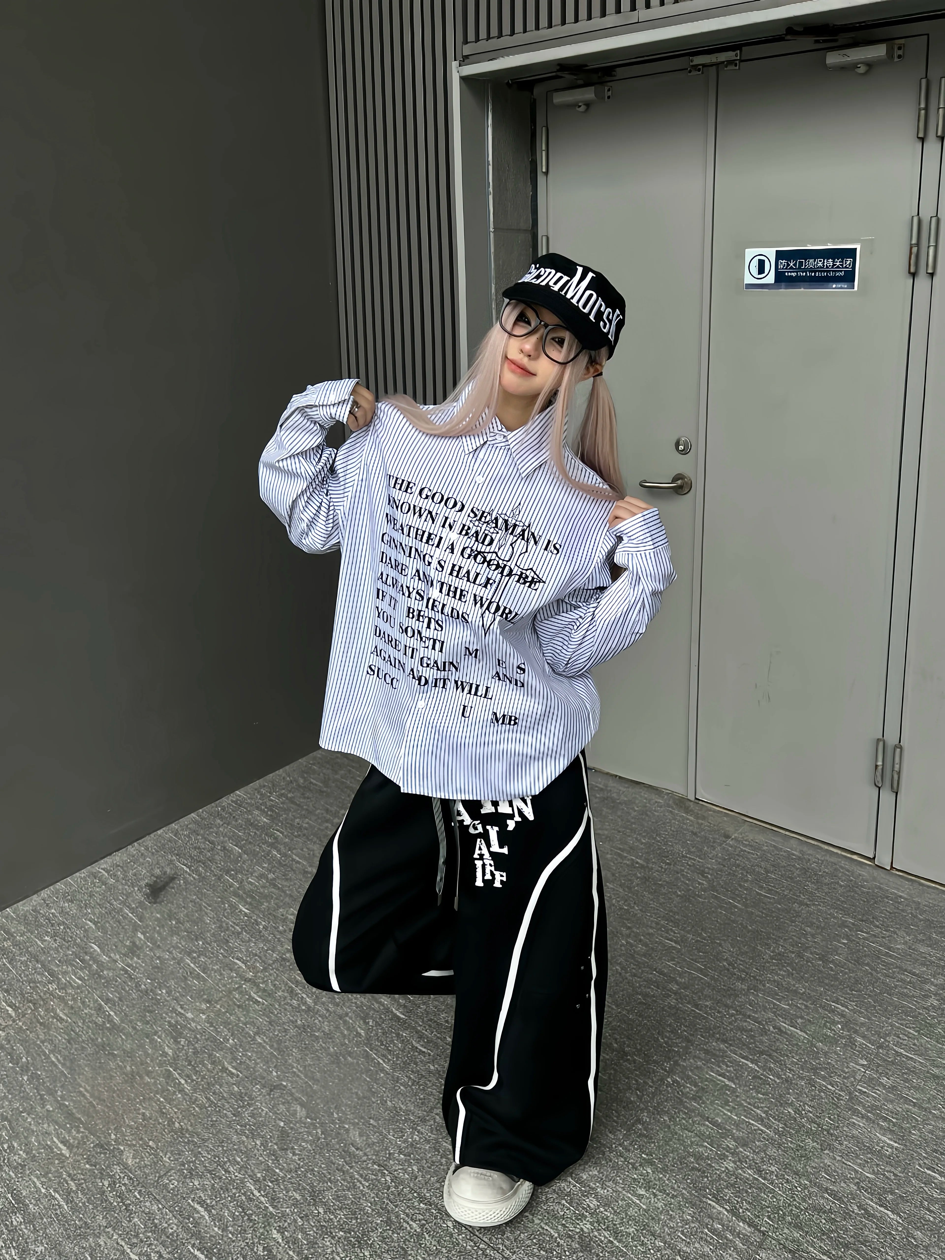 TR BRUSHHIFT Retro Street Striped Long Sleeve Shirt Men's and Women's Loose Printed Sunscreen Trendy Brand Shirt Summer