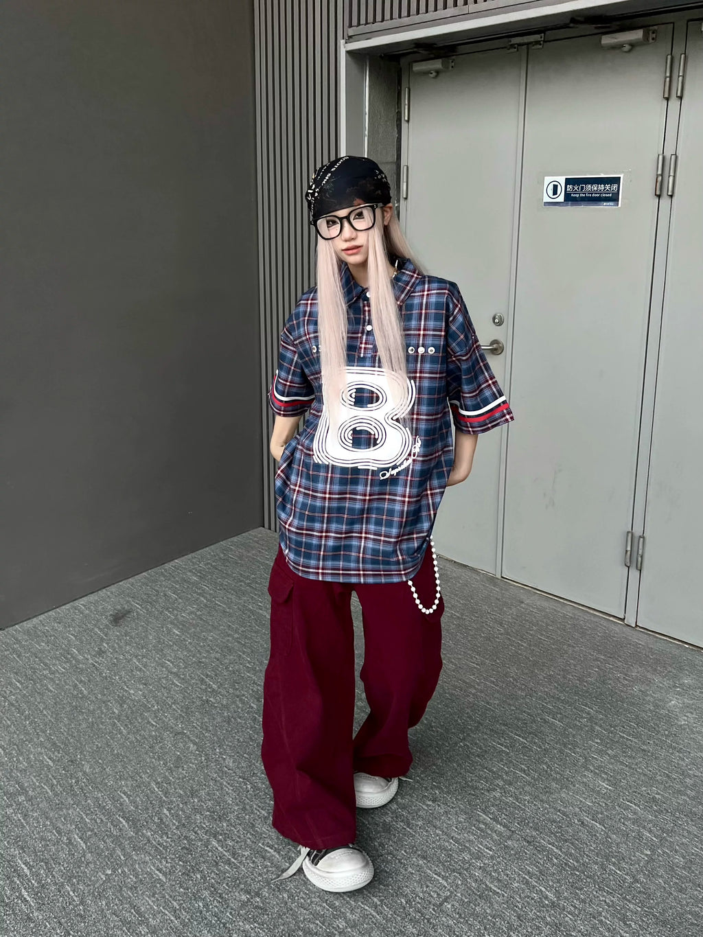 TR BRUSHSHIFT 美式街头背面字母印花休闲裤男女情侣跳舞阔腿长裤