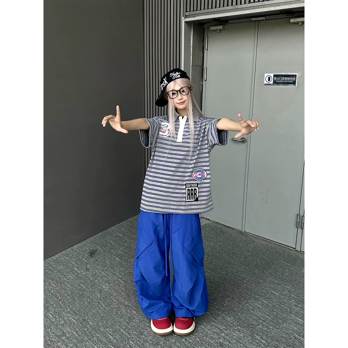 TR BRUSHHIFT American Hip Hop Letter Printed Multi Pocket workwear Casual Pants Jazz Dance Wide Leg Pants Summer