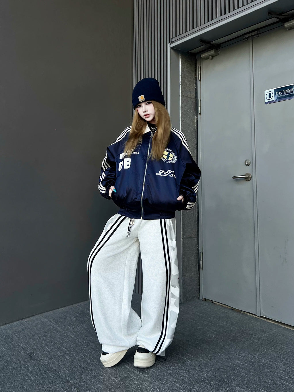 TR BRUSHHIFT American Street Splicing Camouflage Striped Bent Knife Guard Pants Loose Floor Dragging Wide Leg Casual Pants