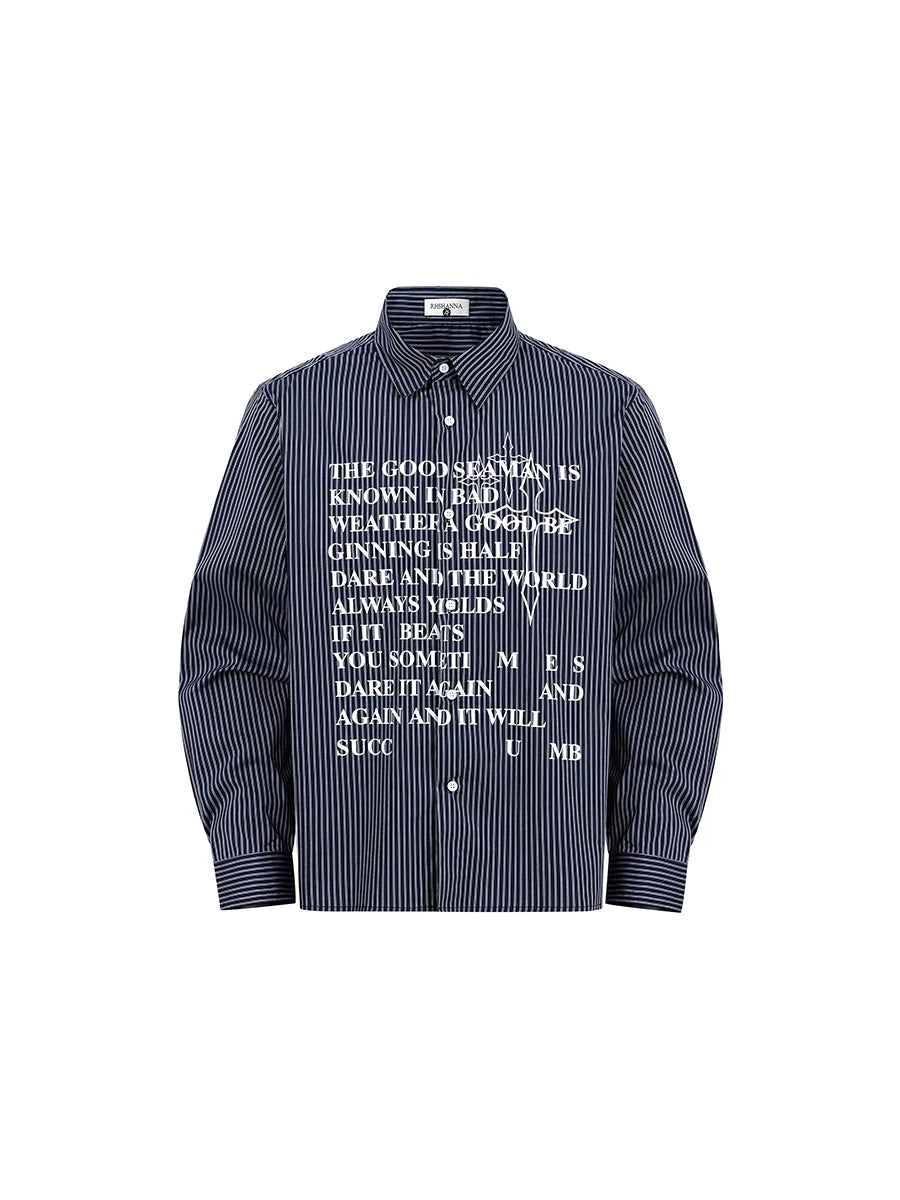 TR BRUSHHIFT Retro Street Striped Long Sleeve Shirt Men's and Women's Loose Printed Sunscreen Trendy Brand Shirt Summer