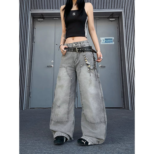 TR BRUSHHIFT American retro distressed bent jeans loose vintage casual logging pants