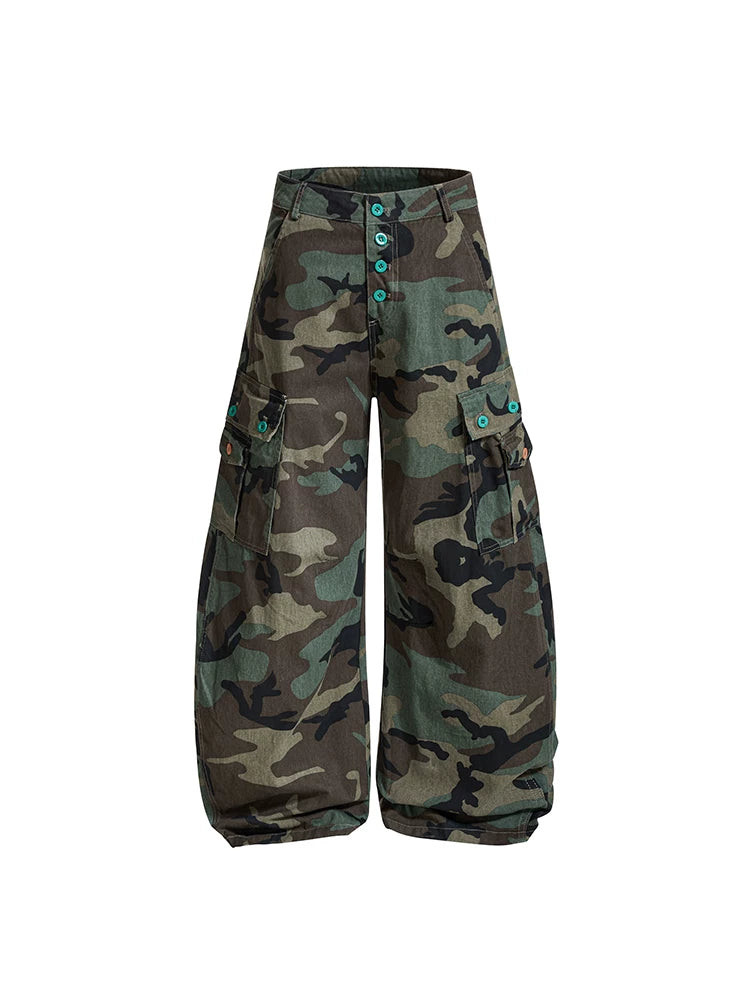 TR BRUSHHIFT American Trendy Brand Neutral Curved Knife Work Pants Street Loose Large Pocket Wide Leg Casual Pants