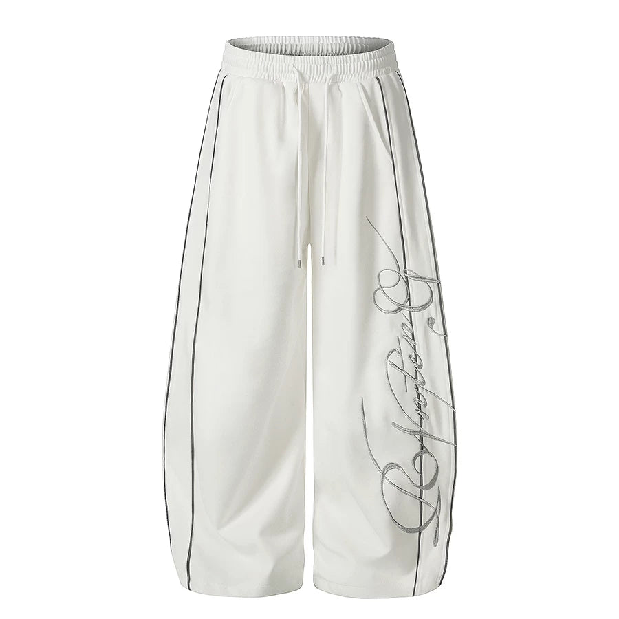 TR BRUSHHIFT American Street Letter Embroidered Curved Knife Casual Pants Loose Drop Dance Wide Leg Pants